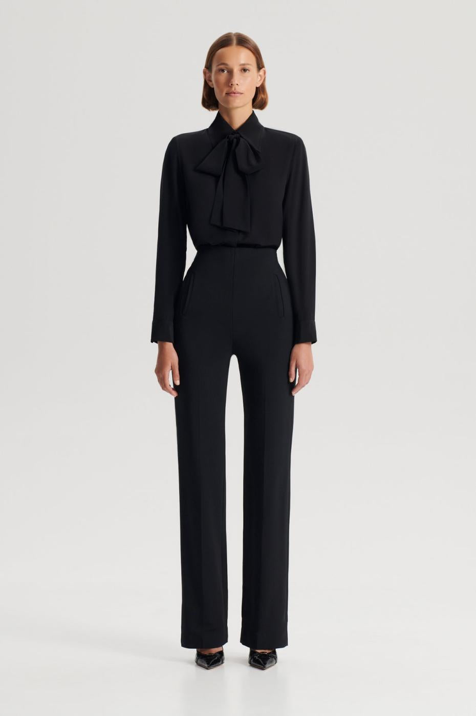 Tops | Women Scanlan Theodore SILK SHOULDER PAD SHIRT Black