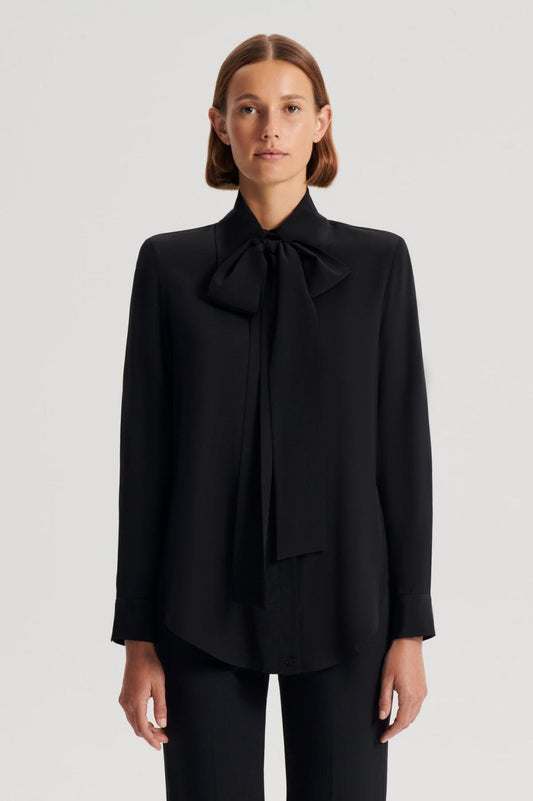 Tops | Women Scanlan Theodore SILK SHOULDER PAD SHIRT Black