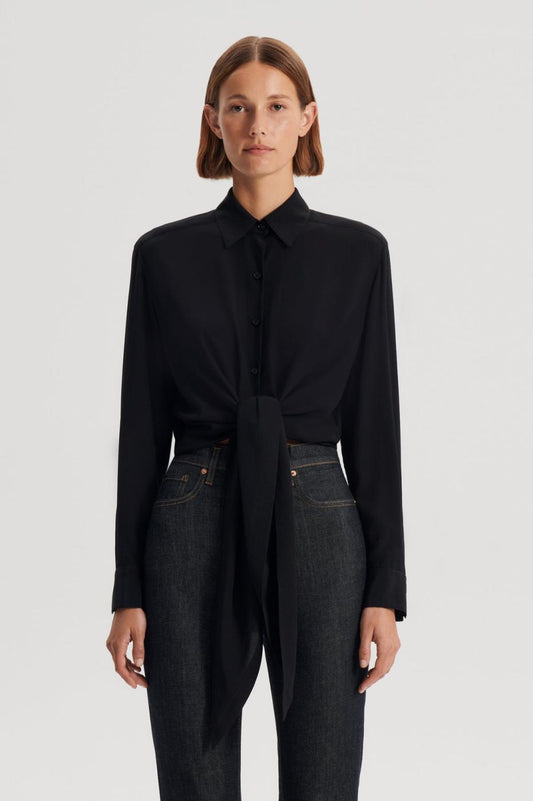 Tops | Women Scanlan Theodore SILK TIE FRONT SHIRT Black