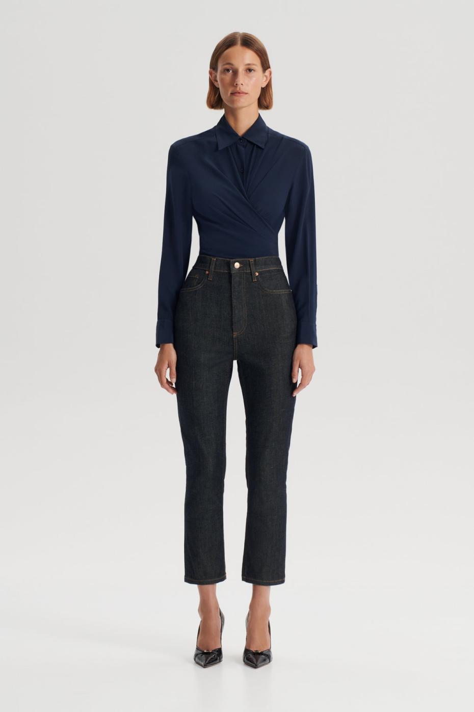 Tops | Women Scanlan Theodore SILK TIE FRONT SHIRT Navy