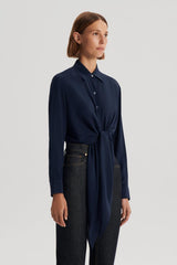 Tops | Women Scanlan Theodore SILK TIE FRONT SHIRT Navy