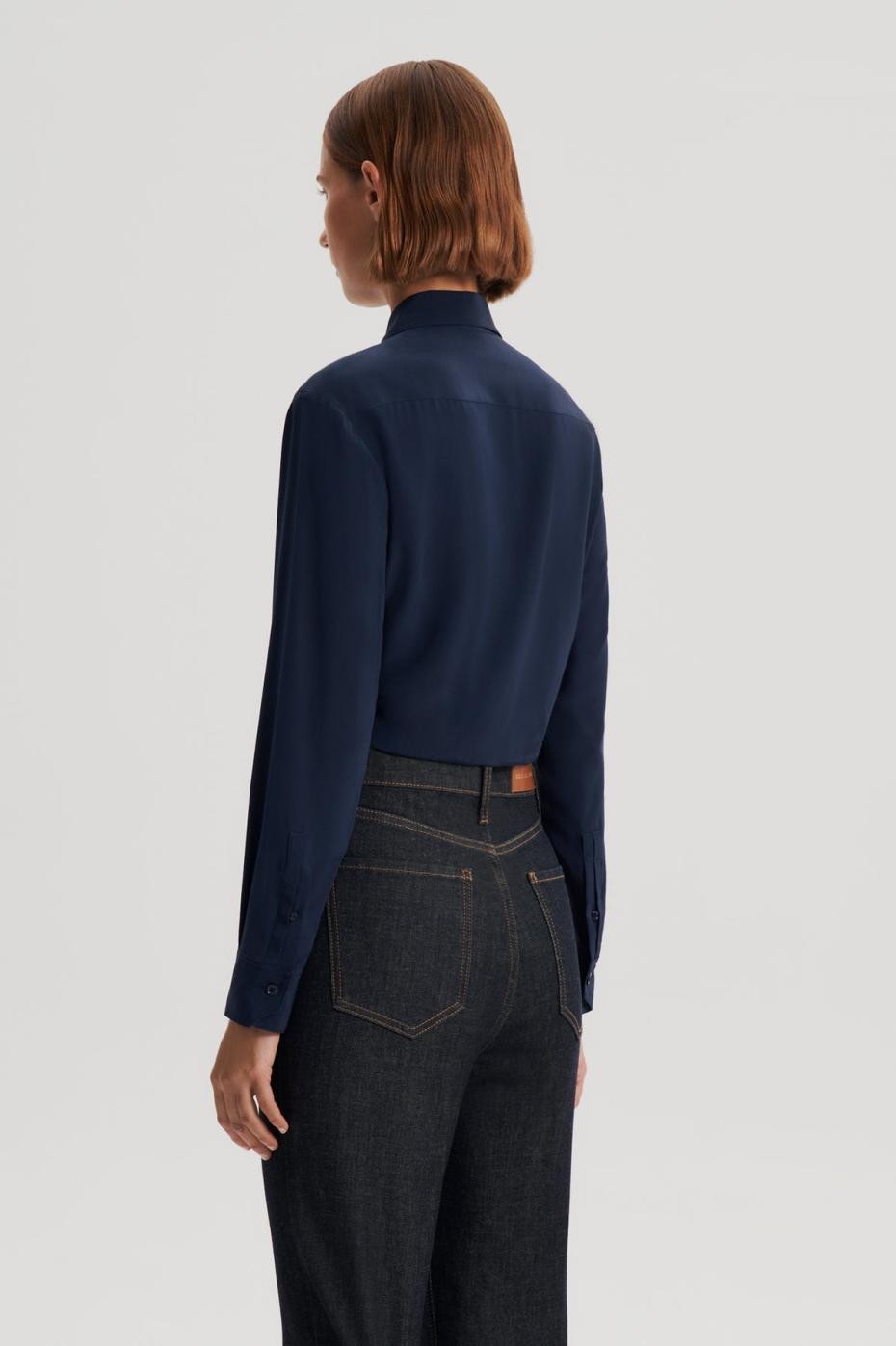 Tops | Women Scanlan Theodore SILK TIE FRONT SHIRT Navy