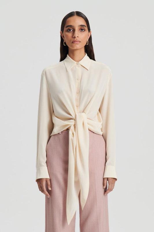 Tops | Women Scanlan Theodore SILK TIE FRONT SHIRT Oyster