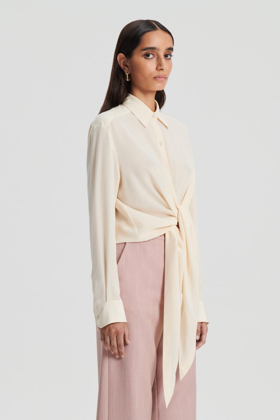 Tops | Women Scanlan Theodore SILK TIE FRONT SHIRT Oyster
