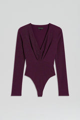 Tops | Women Scanlan Theodore TINSEL DRAPE BODYSUIT Aubergine