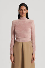 Tops | Women Scanlan Theodore VELVET SHOULDER PAD SWEATER Nude