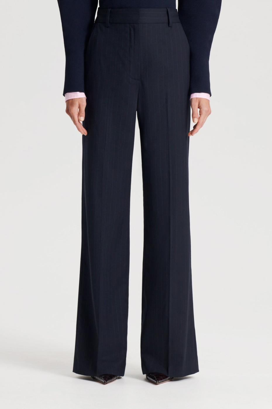 Trousers | Women Scanlan Theodore CHALK STRIPE TAILORED TROUSER Navy
