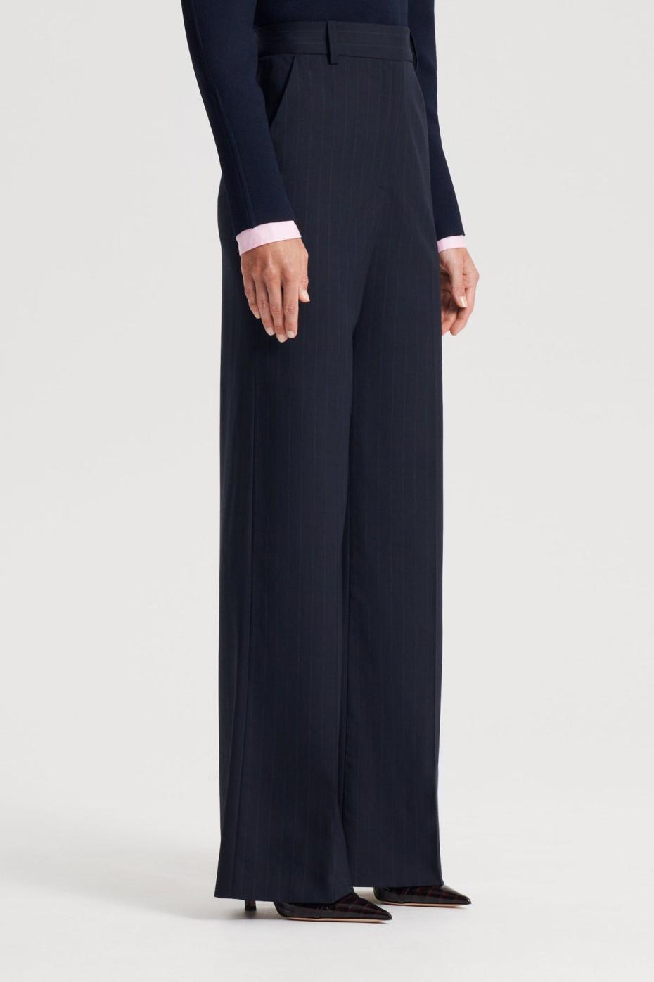 Trousers | Women Scanlan Theodore CHALK STRIPE TAILORED TROUSER Navy