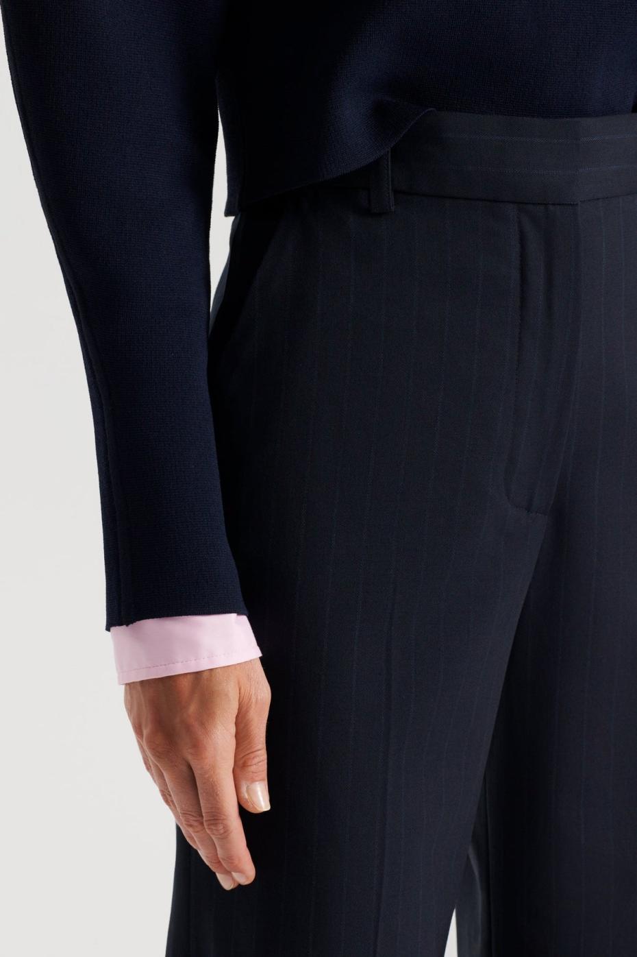 Trousers | Women Scanlan Theodore CHALK STRIPE TAILORED TROUSER Navy