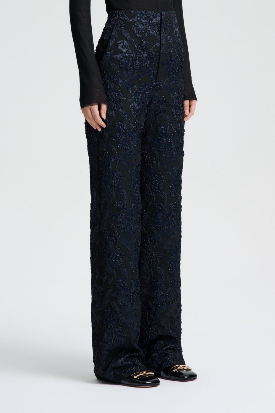 Trousers | Women Scanlan Theodore FRENCH JACQUARD TROUSER Black