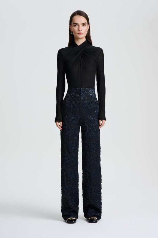 Trousers | Women Scanlan Theodore FRENCH JACQUARD TROUSER Black