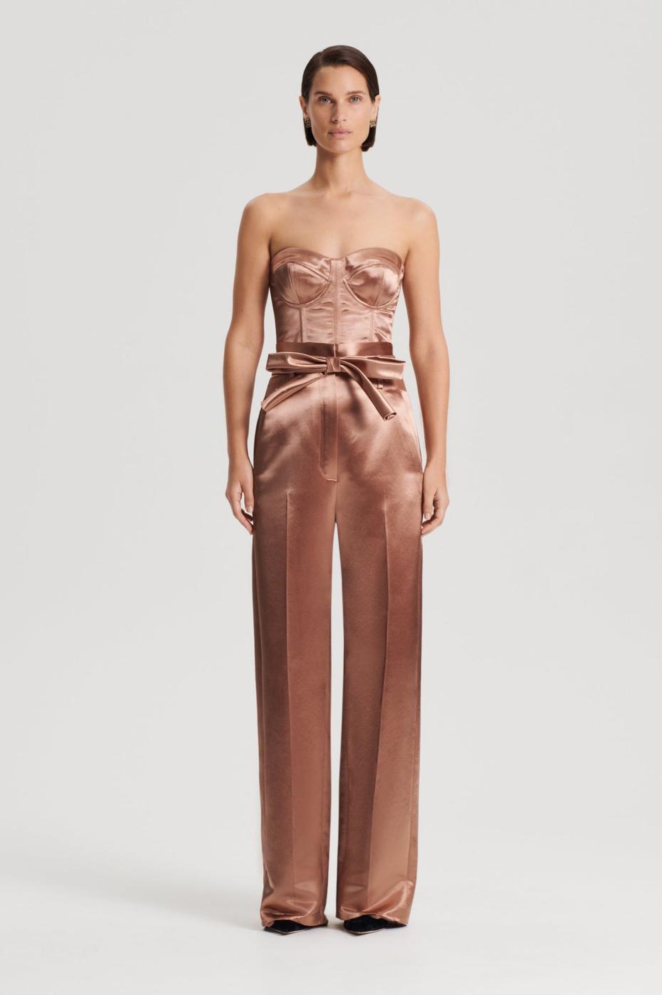 Trousers | Women Scanlan Theodore FRENCH SATIN TROUSER Cinnamon