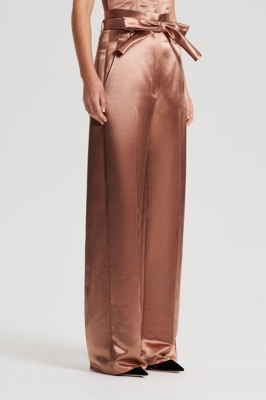 Trousers | Women Scanlan Theodore FRENCH SATIN TROUSER Cinnamon