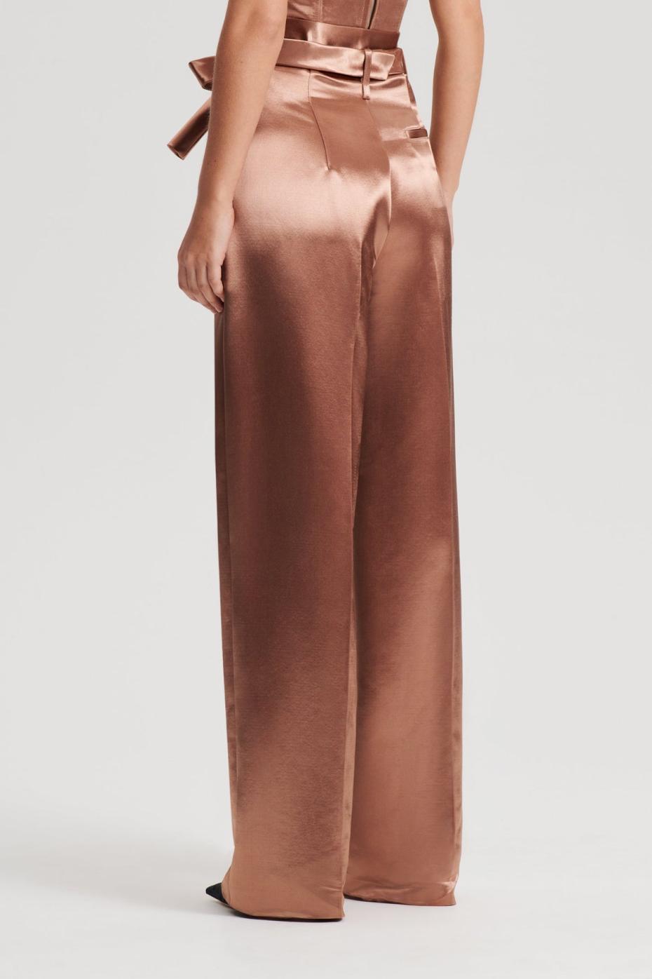 Trousers | Women Scanlan Theodore FRENCH SATIN TROUSER Cinnamon