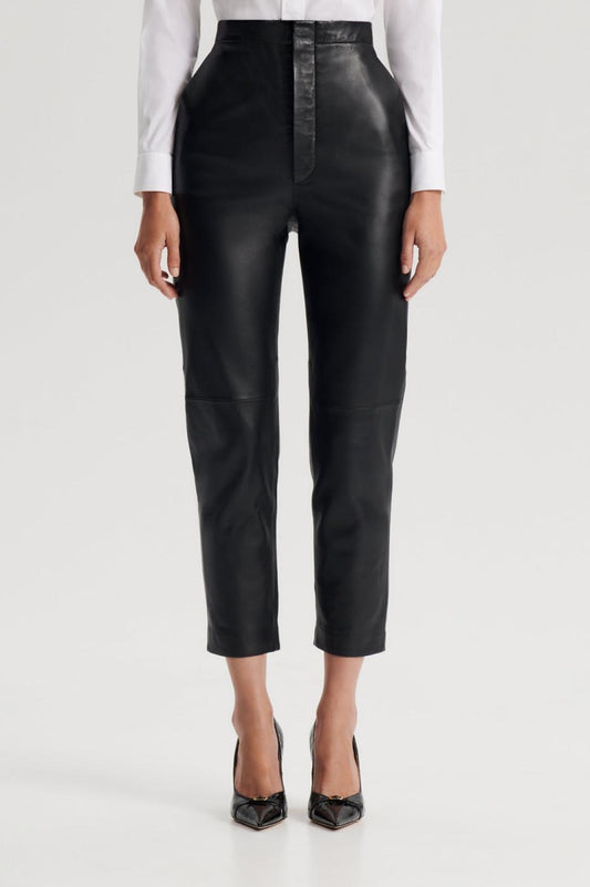 Trousers | Women Scanlan Theodore LEATHER SLIM CROP TROUSER Black