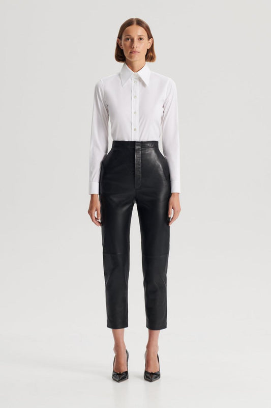 Trousers | Women Scanlan Theodore LEATHER SLIM CROP TROUSER Black