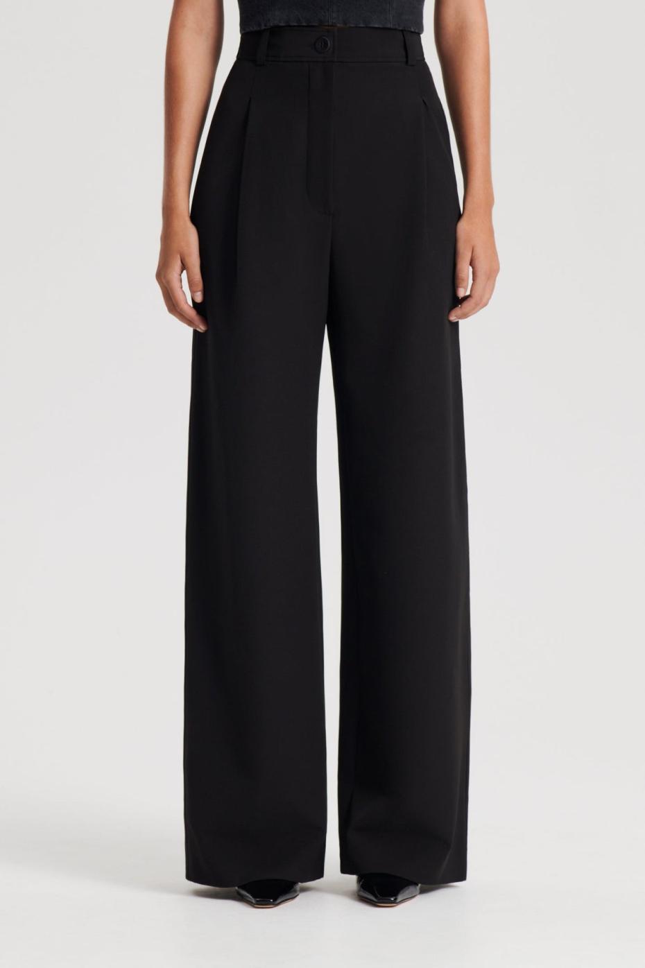 Trousers | Women Scanlan Theodore PLEAT DRAPE LEG TROUSER Black