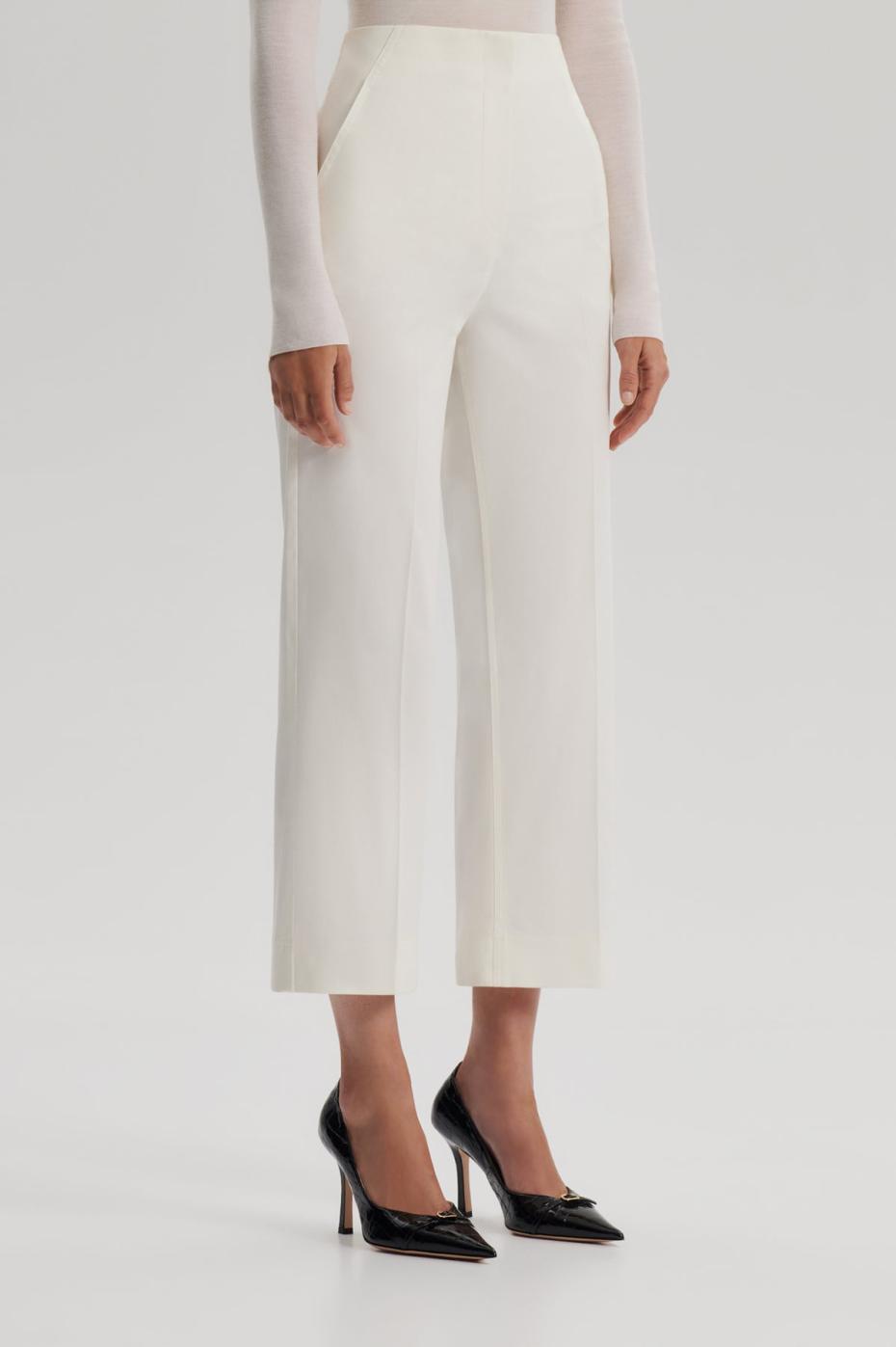 Trousers | Women Scanlan Theodore SATEEN CROPPED WIDE LEG TROUSER Bianco
