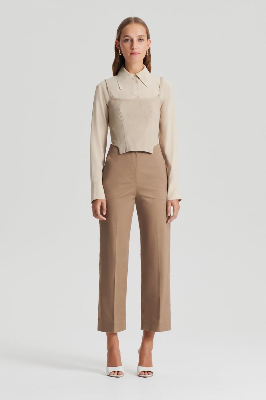 Trousers | Women Scanlan Theodore SATEEN CROPPED WIDE LEG TROUSER Dark.camel