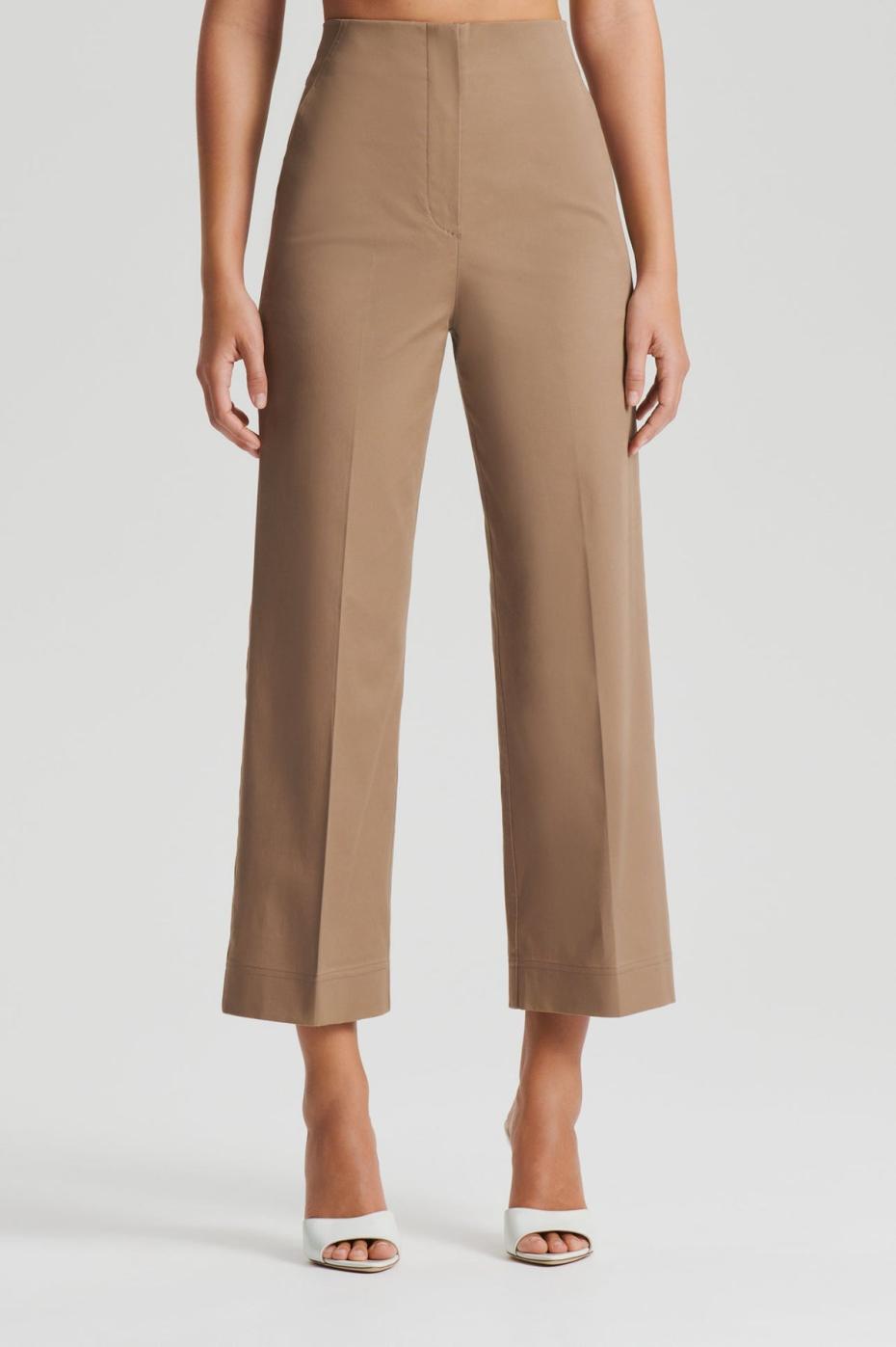 Trousers | Women Scanlan Theodore SATEEN CROPPED WIDE LEG TROUSER Dark.camel