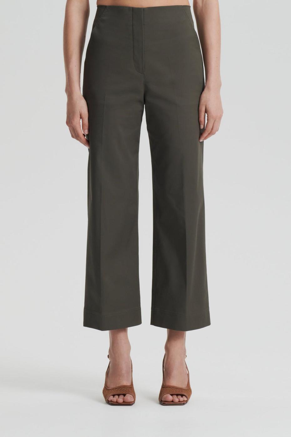 Trousers | Women Scanlan Theodore SATEEN CROPPED WIDE LEG TROUSER Khaki
