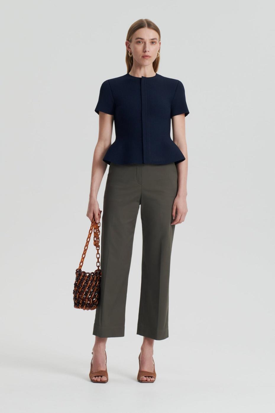 Trousers | Women Scanlan Theodore SATEEN CROPPED WIDE LEG TROUSER Khaki