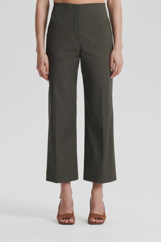 Trousers | Women Scanlan Theodore SATEEN CROPPED WIDE LEG TROUSER Khaki