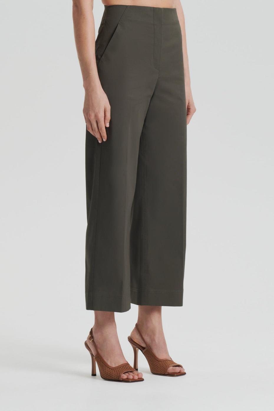 Trousers | Women Scanlan Theodore SATEEN CROPPED WIDE LEG TROUSER Khaki