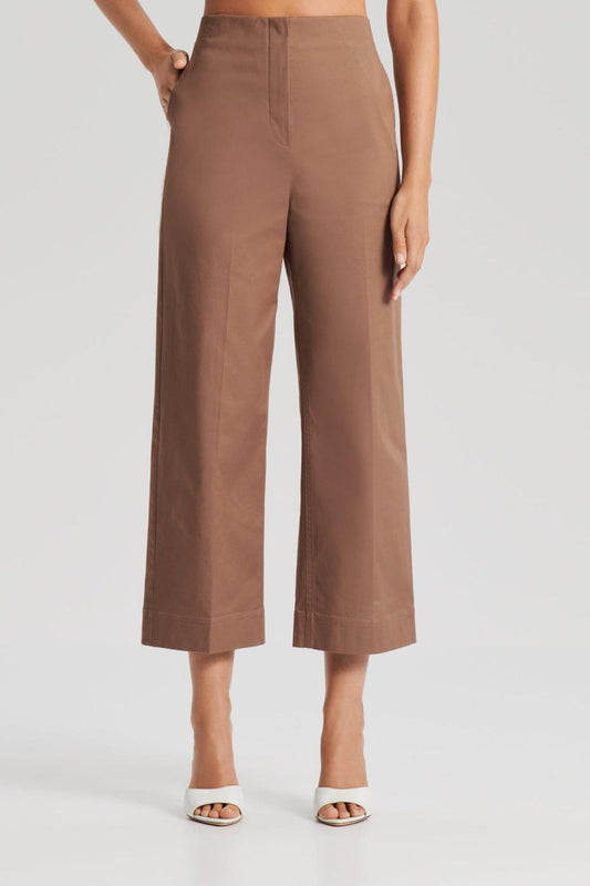 Trousers | Women Scanlan Theodore SATEEN CROPPED WIDE LEG TROUSER Mocha