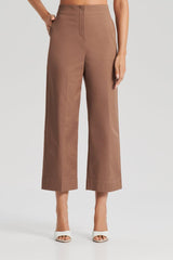 Trousers | Women Scanlan Theodore SATEEN CROPPED WIDE LEG TROUSER Mocha