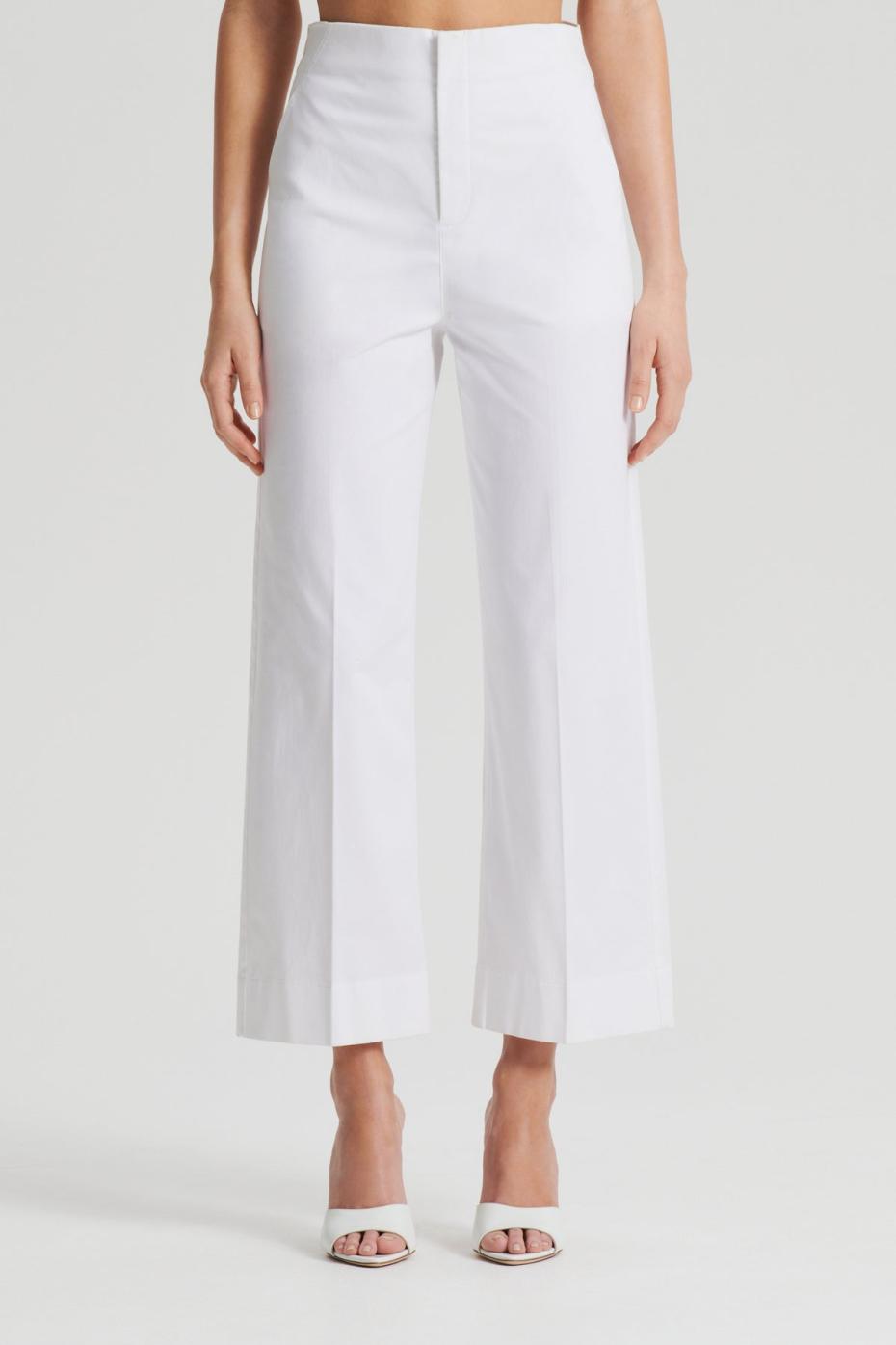 Trousers | Women Scanlan Theodore SATEEN CROPPED WIDE LEG TROUSER White