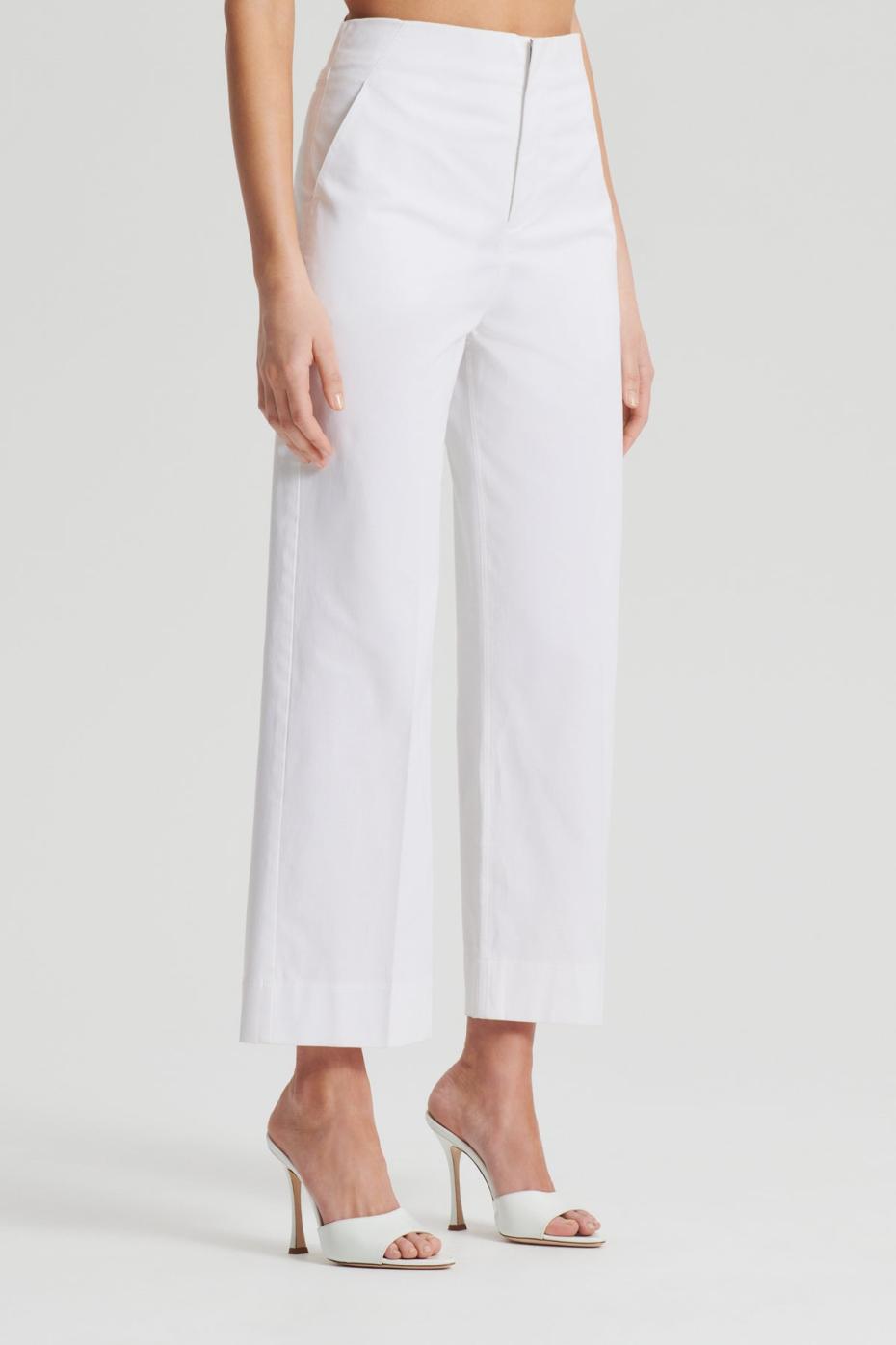 Trousers | Women Scanlan Theodore SATEEN CROPPED WIDE LEG TROUSER White