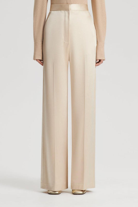 Trousers | Women Scanlan Theodore SATIN DRAPE LEG TROUSER Gold