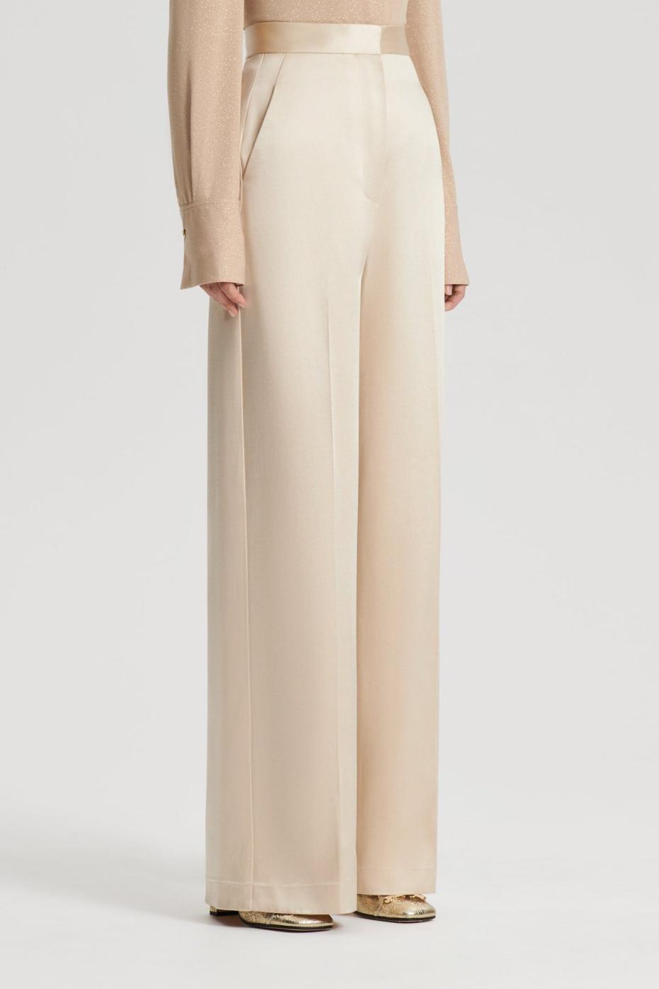 Trousers | Women Scanlan Theodore SATIN DRAPE LEG TROUSER Gold