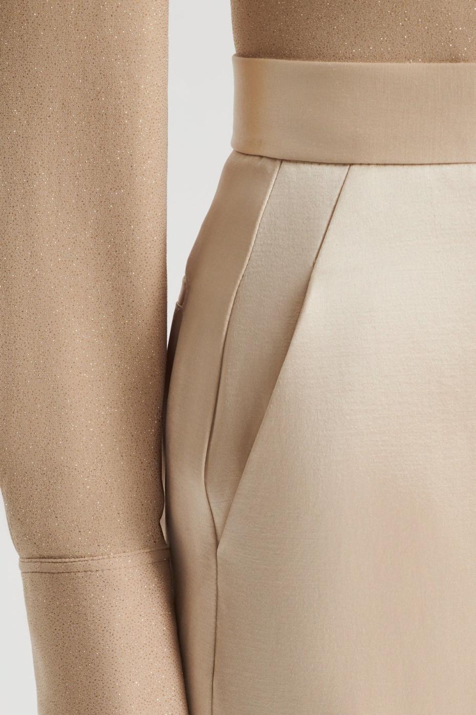 Trousers | Women Scanlan Theodore SATIN DRAPE LEG TROUSER Gold