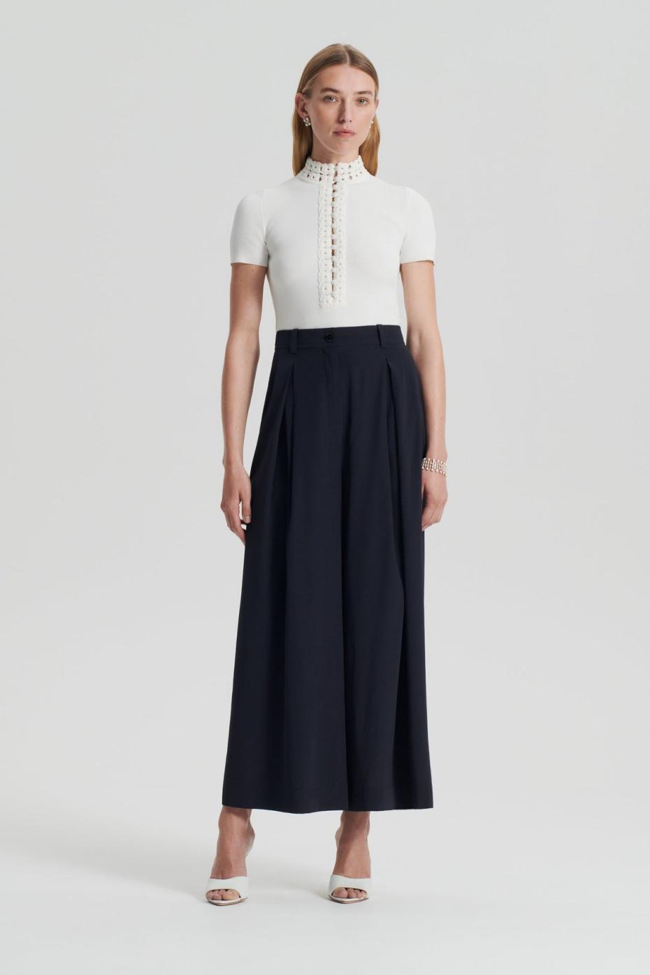 Trousers | Women Scanlan Theodore SILK CROP TROUSER Navy