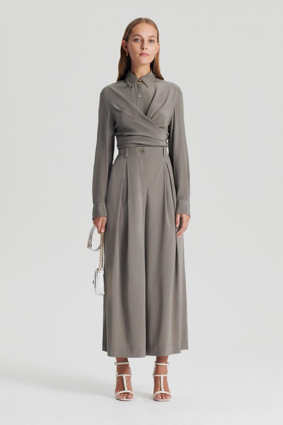 Trousers | Women Scanlan Theodore SILK CROP TROUSER Taupe