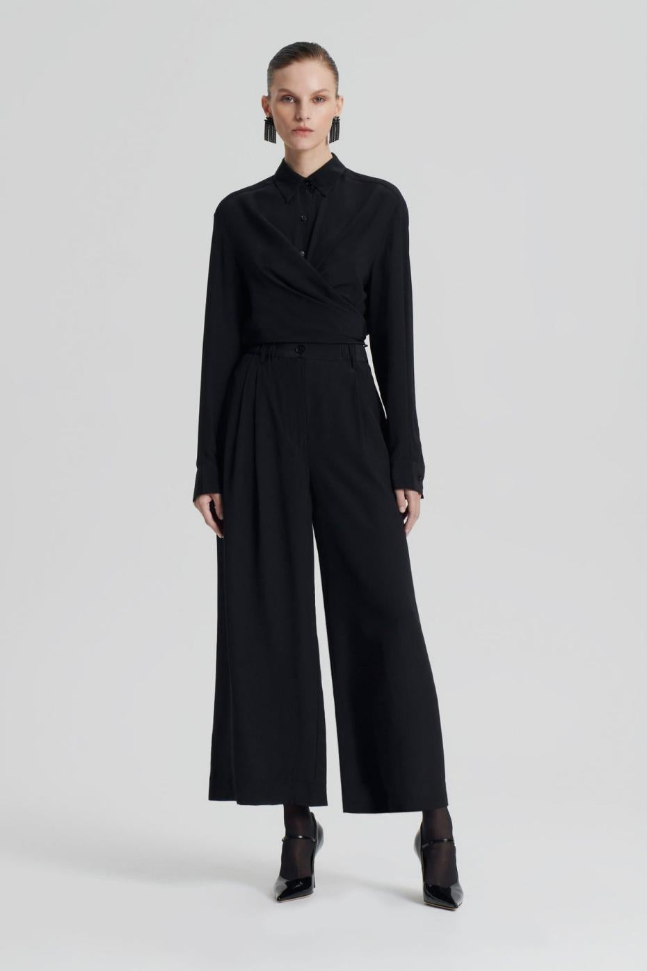 Trousers | Women Scanlan Theodore SILK CROPPED TROUSER Black