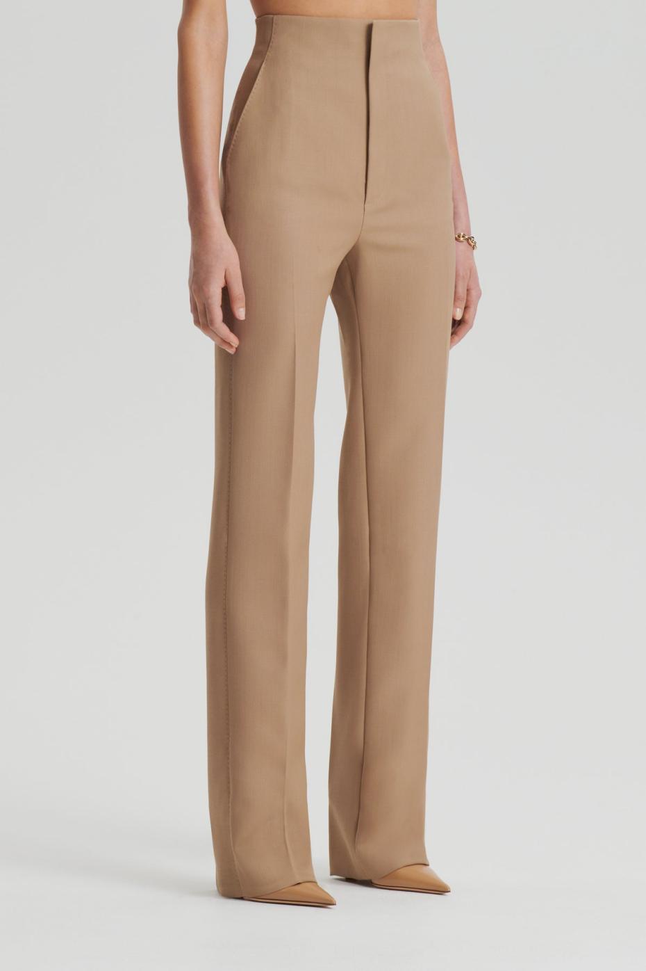 Trousers | Women Scanlan Theodore WOOL BARATHEA SLIM TROUSER Camel