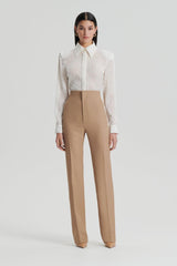 Trousers | Women Scanlan Theodore WOOL BARATHEA SLIM TROUSER Camel